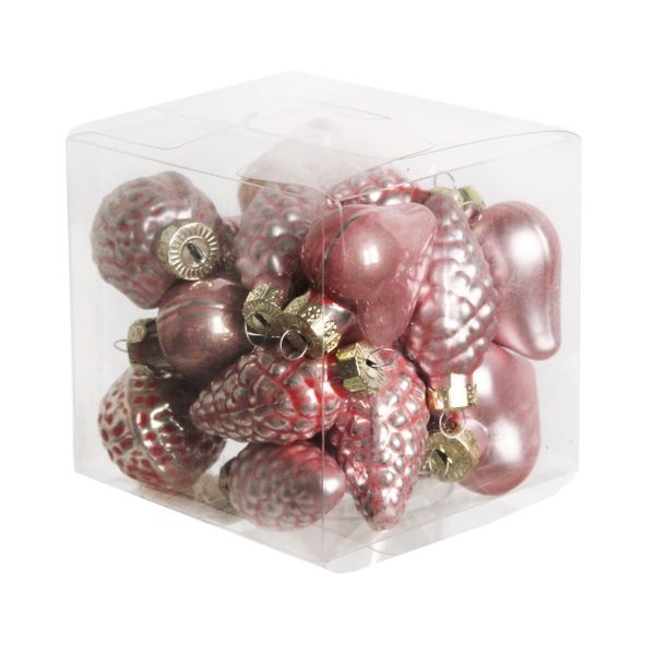 Adventní mix sklo 20ks 3,5cm růžová